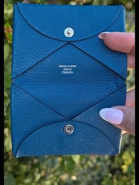 Hermès Blue Leather Snap Card Holder